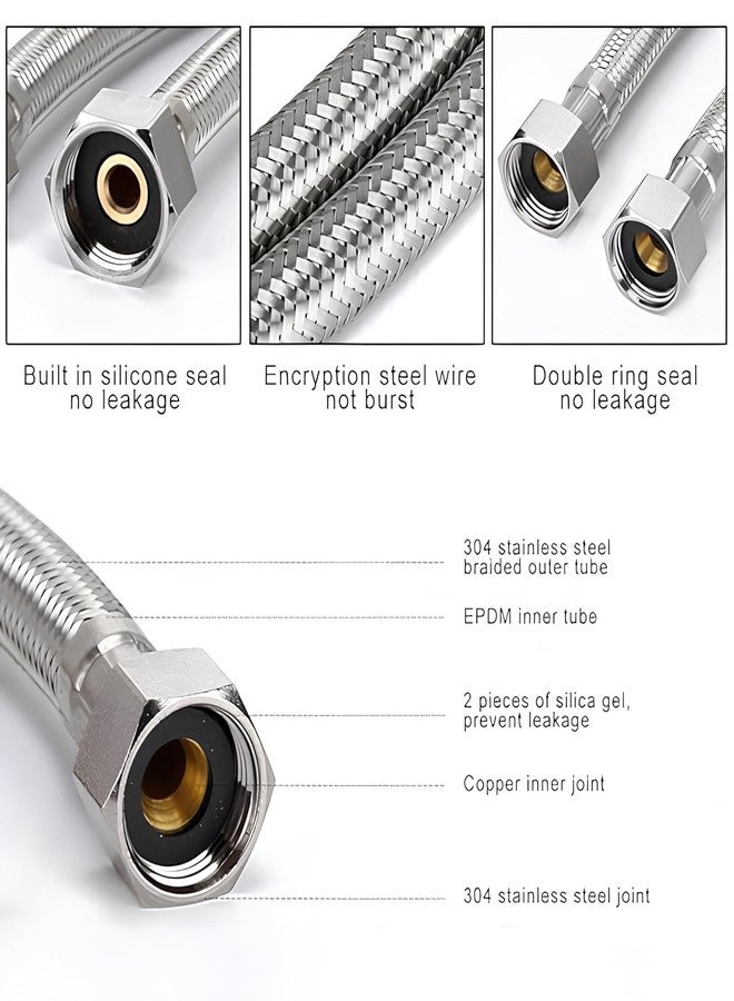 New Ware Heavy Stainless Steel 304 Connection Pipe 24 Inch | Hot & Cold Water Hose for Geyser, Basin, Kitchen Sink & Mixer | Pack of 2 with Teflon Tape - Image 3